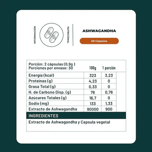Karun Life - Ashwagandha 450 Mg 60 Cápsulas - Sin Sabor 2
