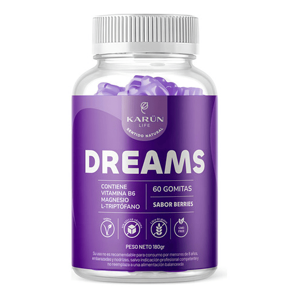Gomitas Dreams Magnesio L-triptófano Vit B6 60 Un Karun Life Frutos Rojos 1