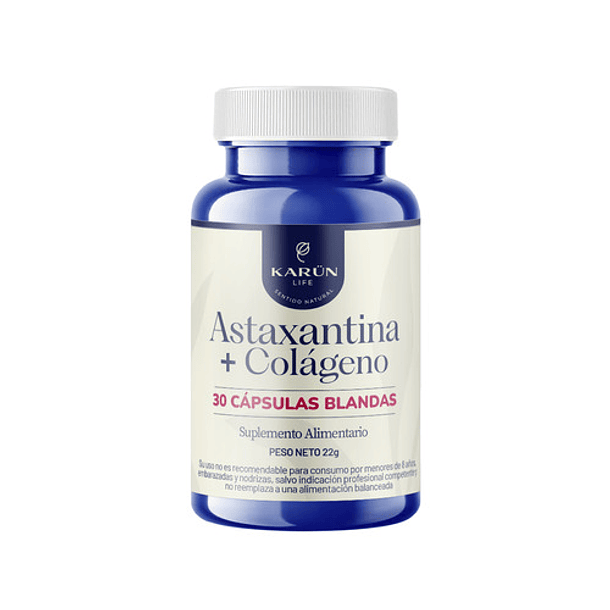 Astaxantina + Colágeno Hidrolizado Karun Life 30 Cápsulas Premium Sin Sabor 1