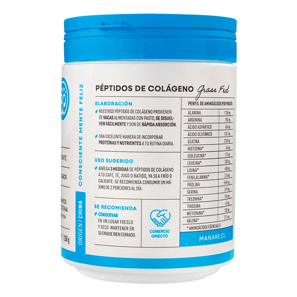 Manare - Péptidos De Colágeno En Polvo 600g N/a 2