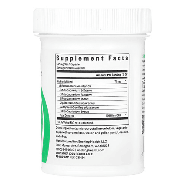 Seeking Health, Probiota Histamina, 60 Cápsulas Sin Sabor 4