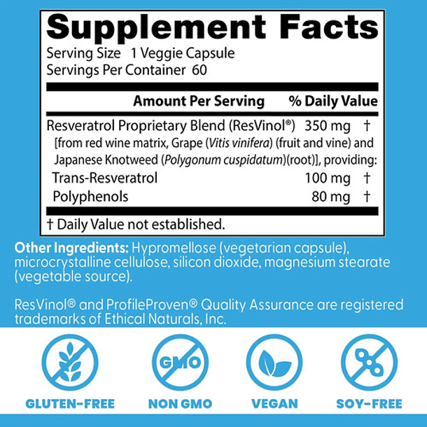 Doctor Best Trans Resveratrol C/ Resvinol 100 Mg 60 Cápsulas Sin Sabor 2
