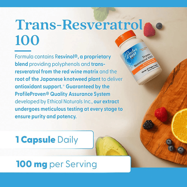 Doctor Best Trans Resveratrol C/ Resvinol 100 Mg 60 Cápsulas Sin Sabor 3