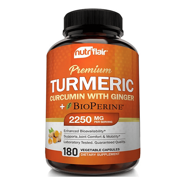 Turmeric Curcumin Ginger 2250mg (180 Cápsulas) Sin Sabor 1