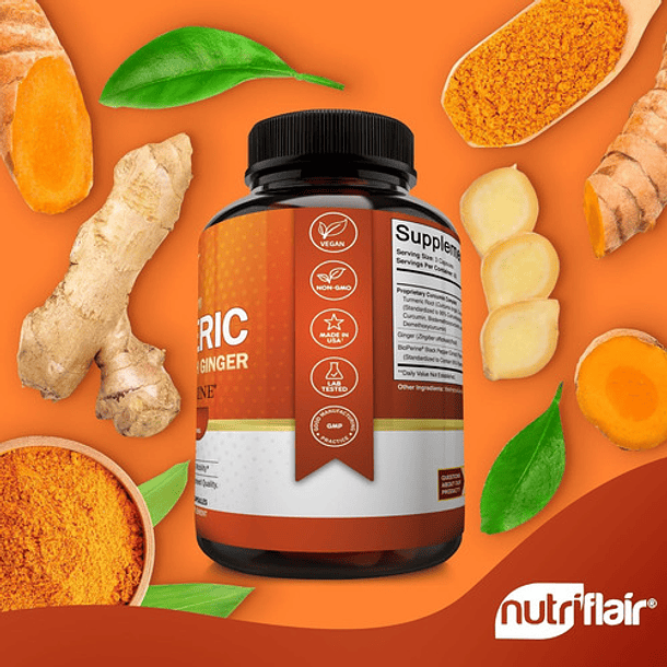 Turmeric Curcumin Ginger 2250mg (180 Cápsulas) Sin Sabor 3