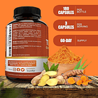 Turmeric Curcumin Ginger 2250mg (180 Cápsulas) Sin Sabor 4