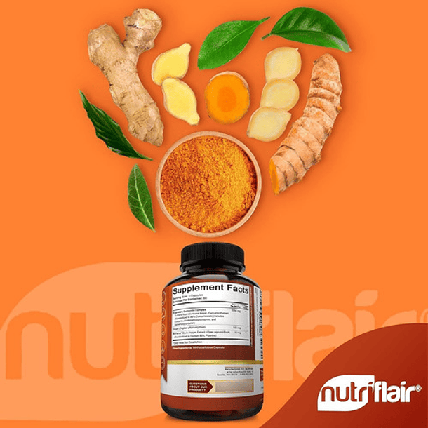 Turmeric Curcumin Ginger 2250mg (180 Cápsulas) Sin Sabor 5