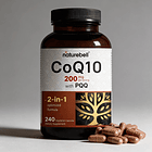 Suplemento Naturebell Coq10 Ubiquinona De 200 Mg Con Pqq 240 Sin Sabor 7