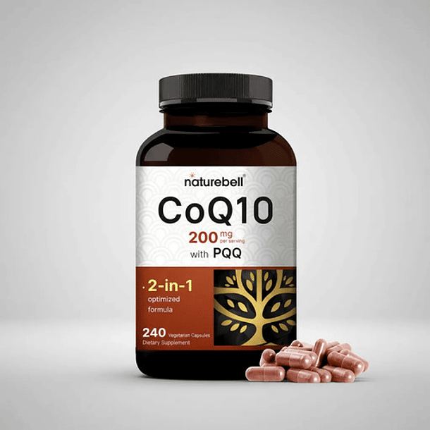 Suplemento Naturebell Coq10 Ubiquinona De 200 Mg Con Pqq 240 Sin Sabor 8