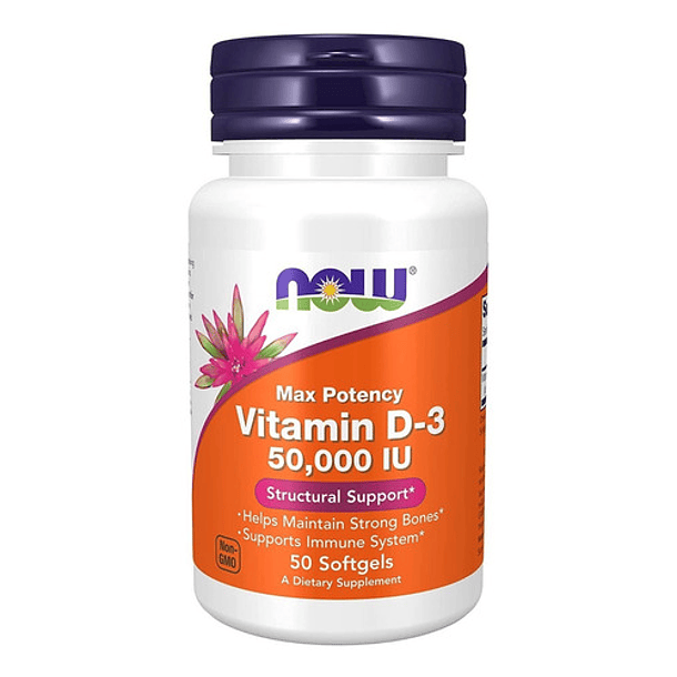 Vitamina D3 50000 Iu Maxima Potencia Now 50 Capsulas Blandas Sabor Neutro