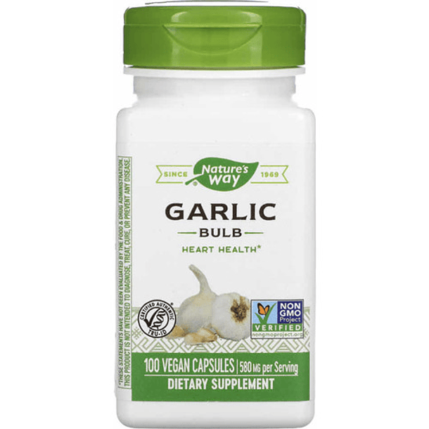 Natures Way - Garlic Bulbo De Ajo 580mg 100 Capsulas Veg N/a Sin Sabor