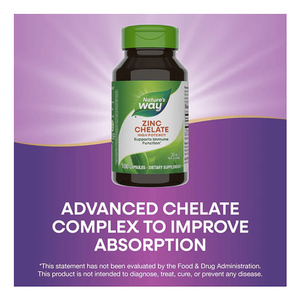 Natures Way - Zinc Chelate 30mg 100 Capsulas N/a 7