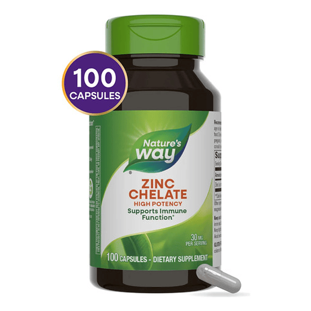 Natures Way - Zinc Chelate 30mg 100 Capsulas N/a 8