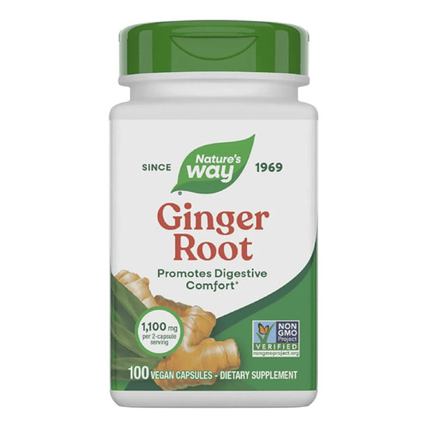 Natures Way Raíz De Jengibre 1100mg 100 Cápsulas Sabor Sin Sabor 1