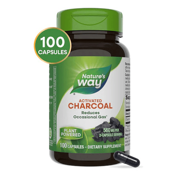 Natures Way - Carbón Activo 560mg 100 Capsulas N/a 8