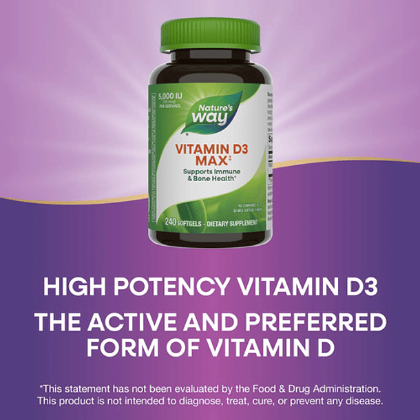 Natures Way - Vitamina D3 Max 5000ui 240 Capsulas N/a 8