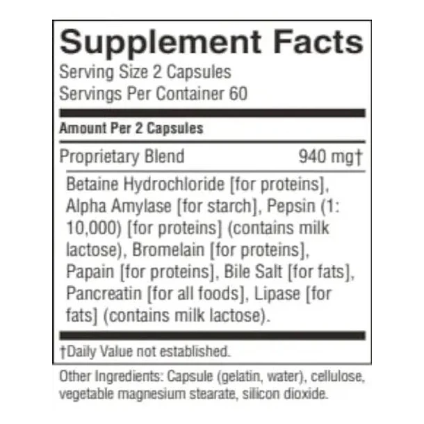 Natures Sunshine Food Enzymes Enzimas Apoyo Digestivo 120cap Neutro 6