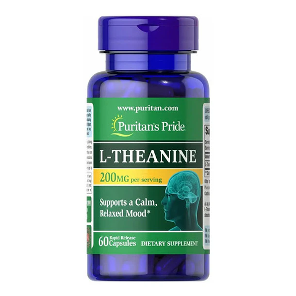 L-teanina 200mg 60 Cápsulas Puritan's Pride Sin Sabor 1