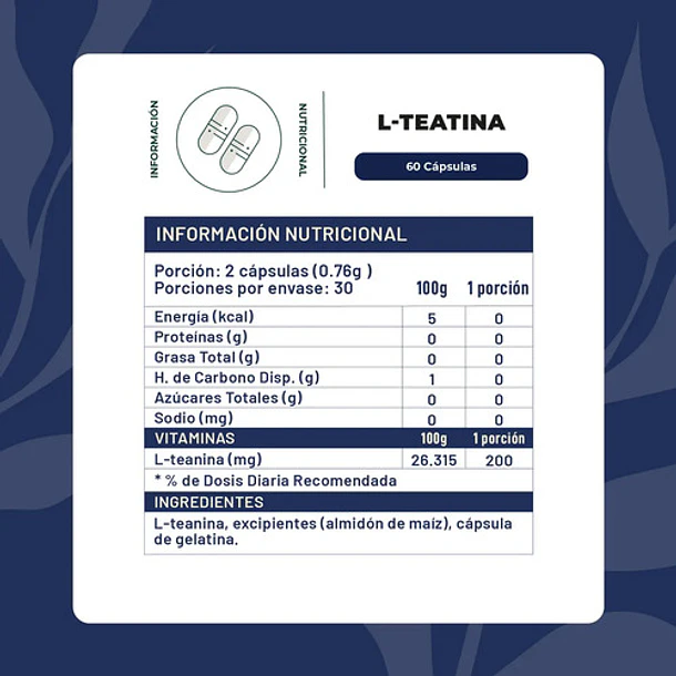 L- Teanina 60 Cápsulas Karun Life Sin Sabor 2