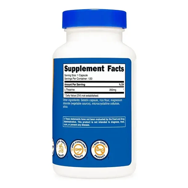 L Teanina 200mg 120 Cápsulas L Theanine Nutricost Nutricost! Sabor Neutro 2