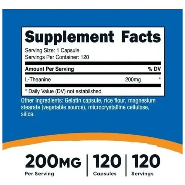 Nutricost Nutricost L-teanina 200mg 120 Cápsulas Neutro 4