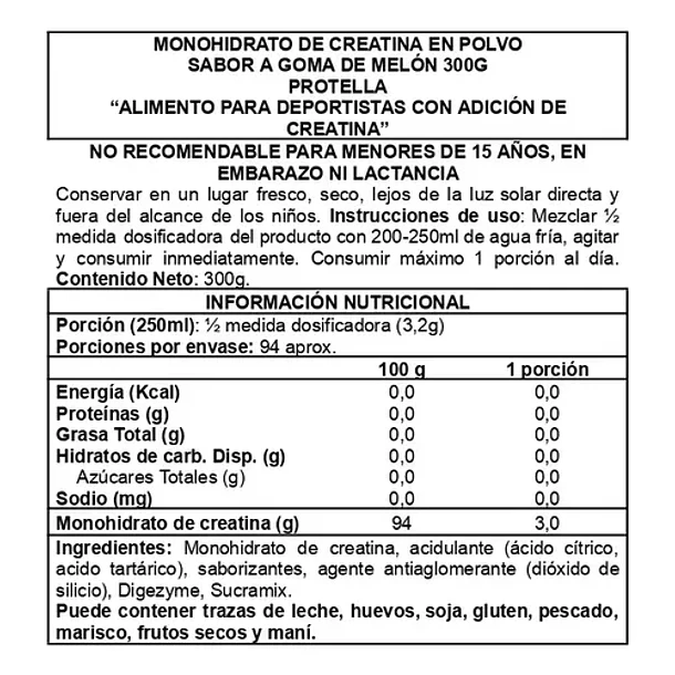 Protella - Creatina Creapure Melón 300 G Melón 2