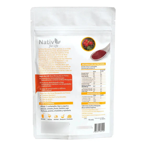 Nativ For Live - Rosa Mosqueta En Polvo 100gr Sin Sabor 2
