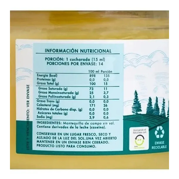 Manare - Mantequilla Ghee 210ml. Clarificada 100% Natural 3