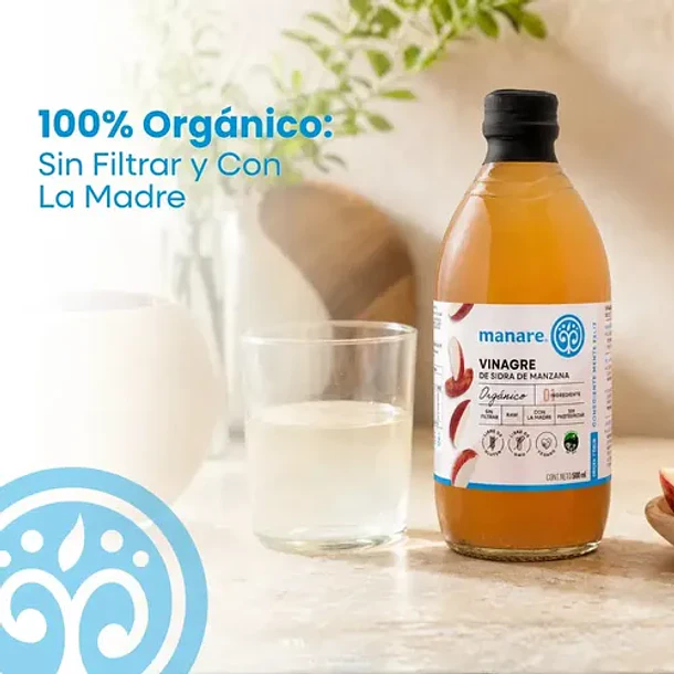 Vinagre De Manzana Orgánico 500 Manare Con Madre Sin Gluten 2