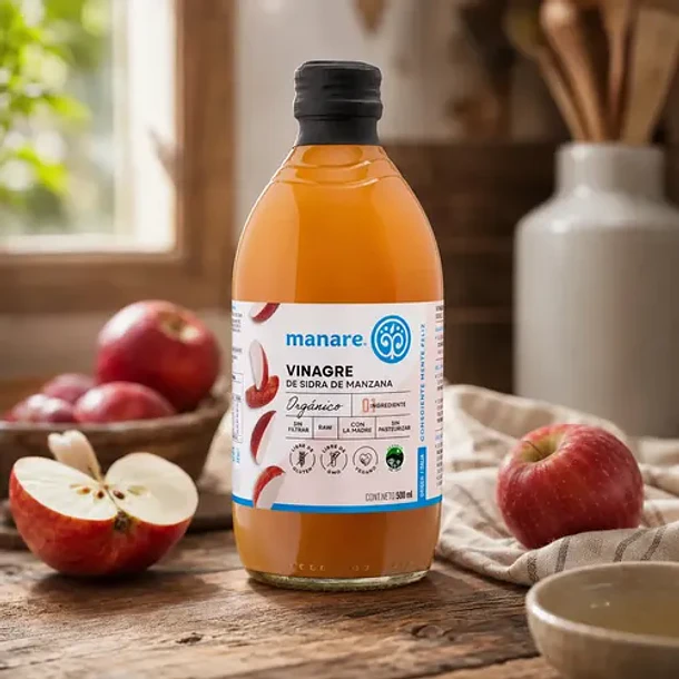 Vinagre De Manzana Orgánico 500 Manare Con Madre Sin Gluten 3