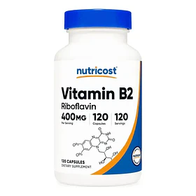 Vitamina B2 Riboflavina 400mg Con 120 Capsulas Nutricost Sabor Sin Sabor