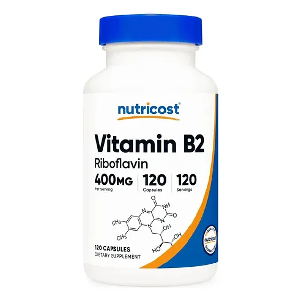 Vitamina B2 Riboflavina 400mg Con 120 Capsulas Nutricost Sabor Sin Sabor 1