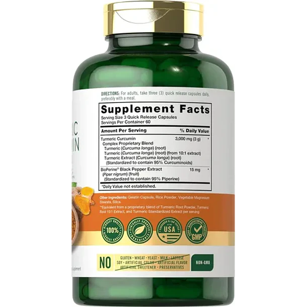 Carlyle - Suplemento Curcumina De Cúrcuma 3000mg 180 Cáps N/a 2