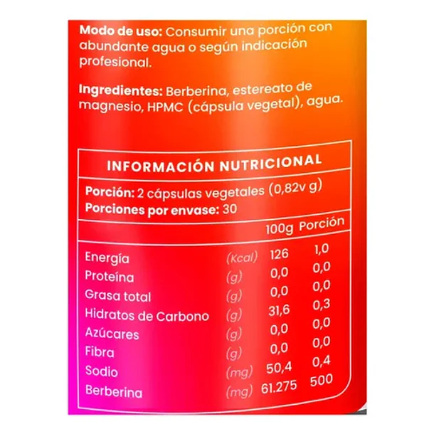 Berberina 500mg 60 Capsulas Alta Pureza Equilibrio Metabolico Y Bienestar Corporal Ortomolecular Sin Sabor 10