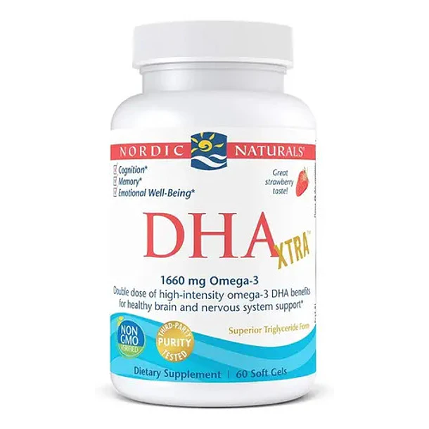 Dha Xtra 1660mg 60 Softgel Suplemento Omega 3 Frutilla Nordic Naturals 1