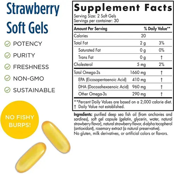 Dha Xtra 1660mg 60 Softgel Suplemento Omega 3 Frutilla Nordic Naturals 3