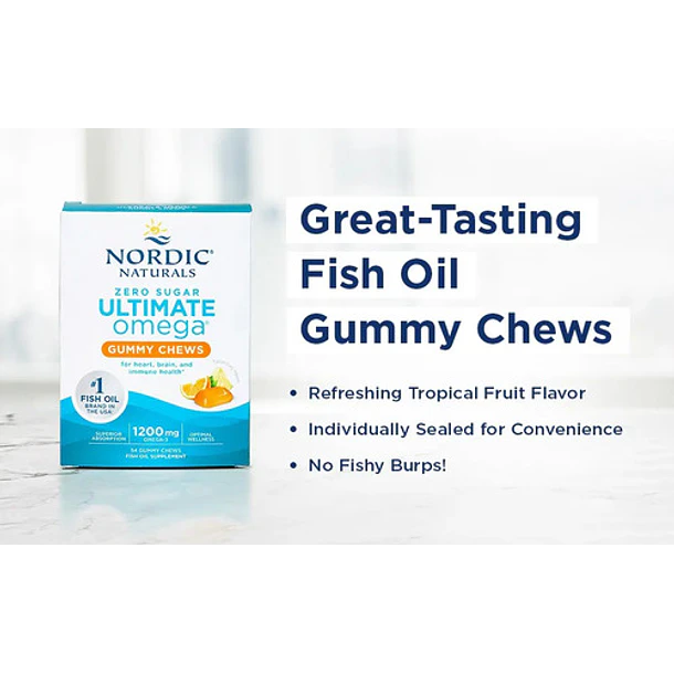 Nordic Naturals - Ultimate Omega 54 Gomitas (fruta Tropical) Sabor Frutas Tropicales 7