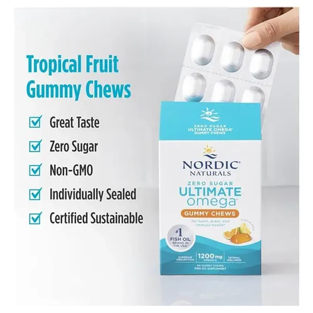 Nordic Naturals - Ultimate Omega 54 Gomitas (fruta Tropical) Sabor Frutas Tropicales 9