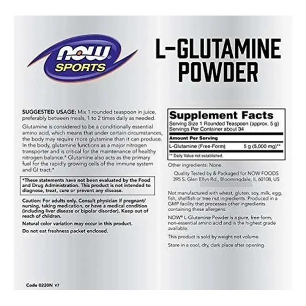 Now - L-glutamina  En Polvo 454 Grs N/a 6