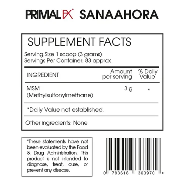 Primal Fx - Msm (polvo) 250gr Sin Sabor 4