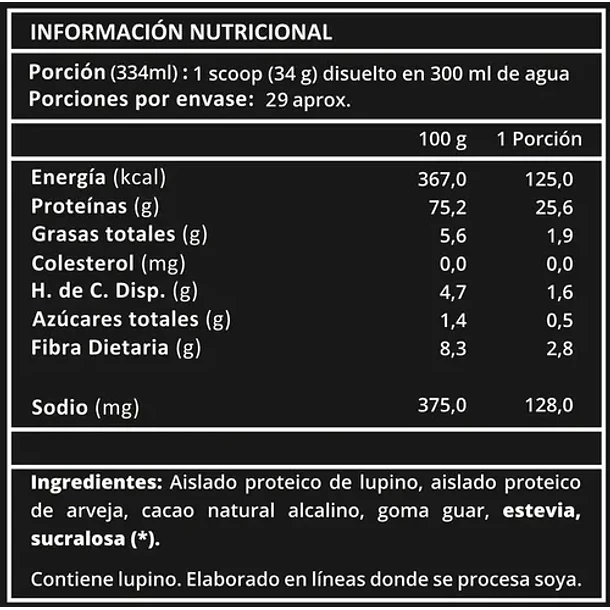 Proteico - Lupine Proteína Cacao Tarro 1 Kg Cacao 2