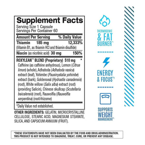 Roxylean Bpi Sports Quemador Grasa Termogénico 60 Cápsulas Sin Sabor 8