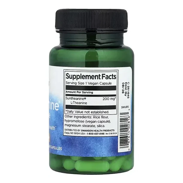 Swanson - Suntheanine L-teanina 200mg 60 Cápsulas Sin Sabor 5