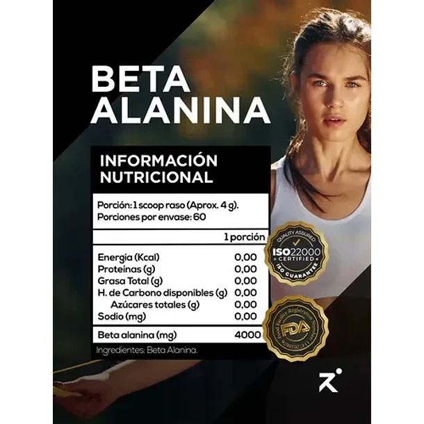 Strive Nutrition - Beta Alanina 240g 60 Porciones Sin Sabor 2