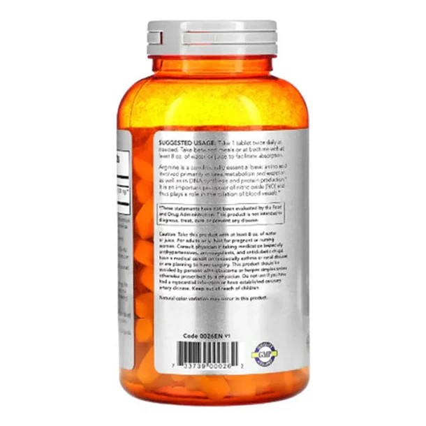 Now Foods L-arginina De Doble Potencia 1000mg 180 Tabs Sabor Sin Sabor 3
