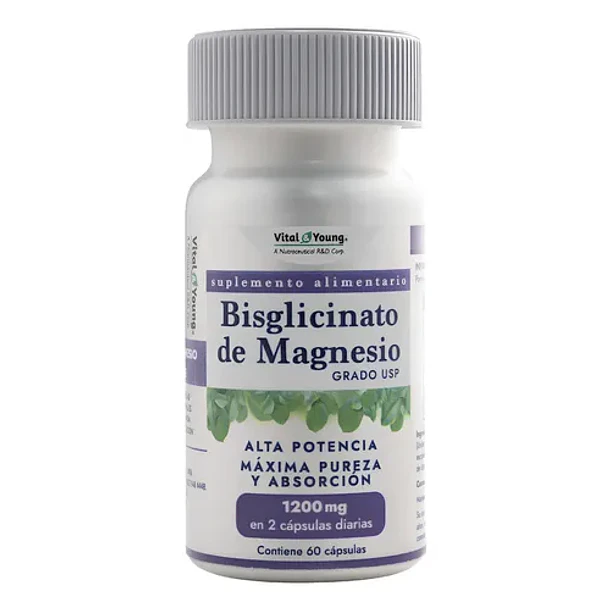 Bisglicinato De Magnesio Grado Usp 1200 Mg Vital & Young 60 Cápsulas 1
