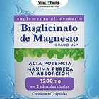 Bisglicinato De Magnesio Grado Usp 1200 Mg Vital & Young 60 Cápsulas 3