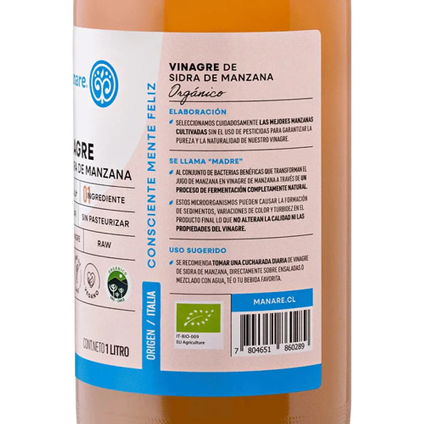 Vinagre De Manzana Orgánico 1000ml 3