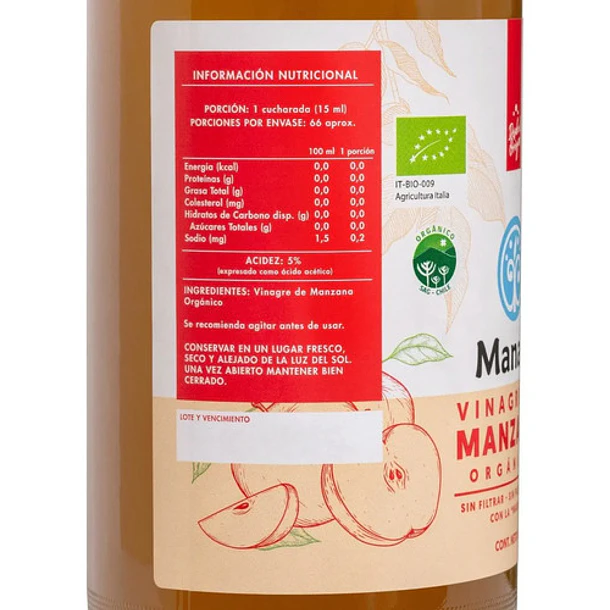Vinagre De Manzana Orgánico 1000ml 6