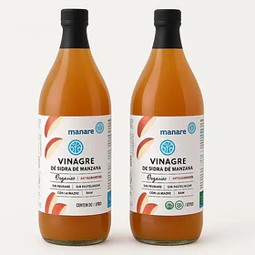 Manare - Vinagres De Manzana Orgánico 1 Lts -pack 2 Unidades